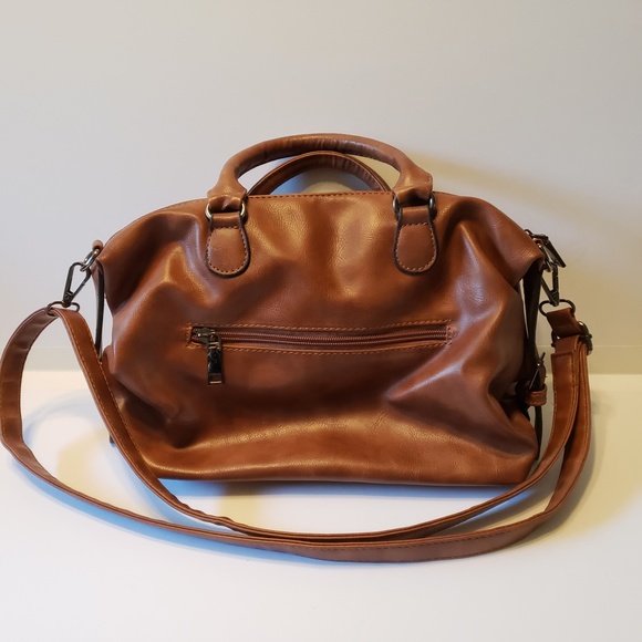 Womens Shoulder Strap, Crossbody ,Tan Faux Leather Handbag - Picture 6 of 9